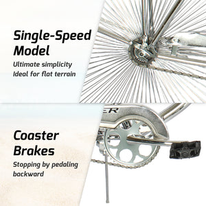 Tracer Cheetah Vintage Stretch Cruiser Bike, Single Speed