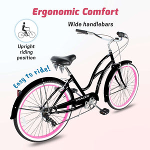 Tracer TAHA 26" Beach Cruiser Bikes 1 & 7 Speed for Women
