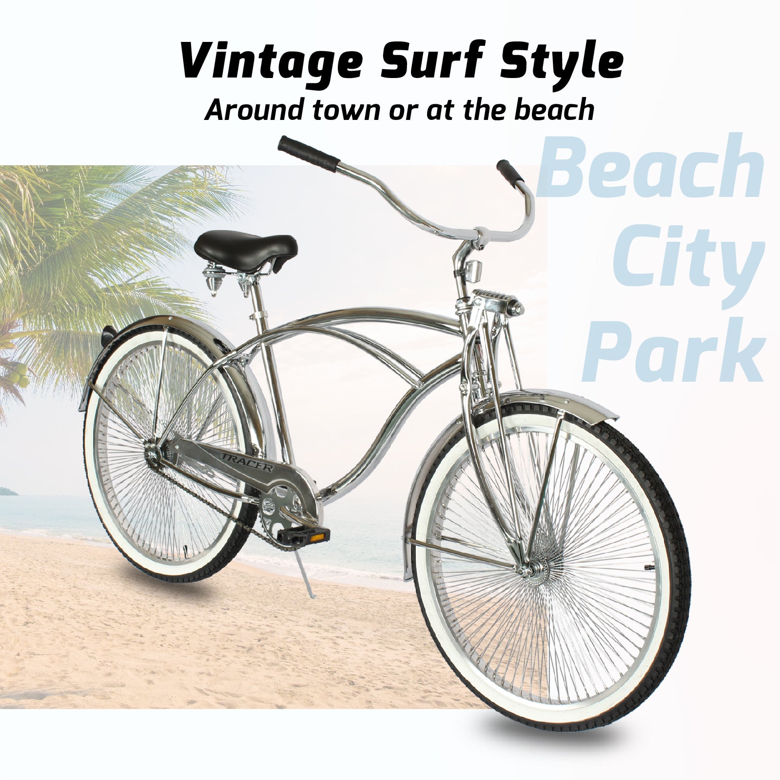Tracer Cheetah Vintage Stretch Beach Cruiser Bike