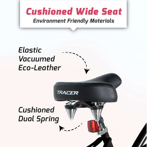 Tracer BORA-F 26" Beach Cruiser Bikes Single Speed for Women, Hi-Ten steel Frame, Moon Type Handlebar, Coaster Brake with Comfortable leather Saddle - Tracer Bikes