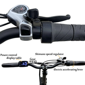 Tracer Coyote 20 Inch 500W Foldable Electric Bike,Shimano RD-TY21 GS 7 speed derailleur, 20''x 4'' fat tire with 160mm disc Brake - Tracer Bikes