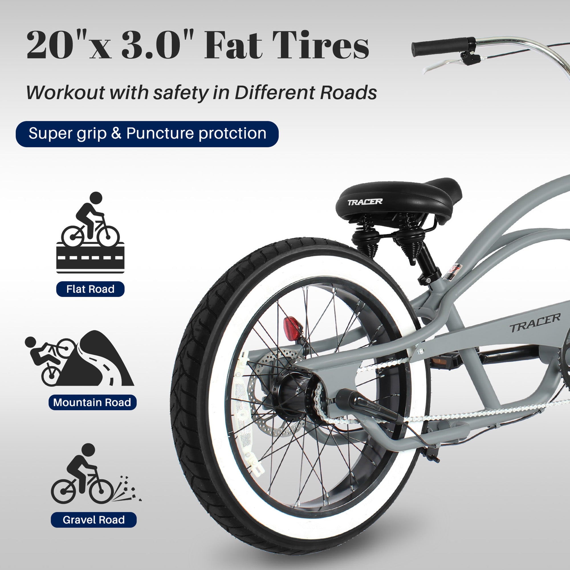 Tracer Master 3i 20'' Internal 3-Speed Chopper Style Cruiser Bike