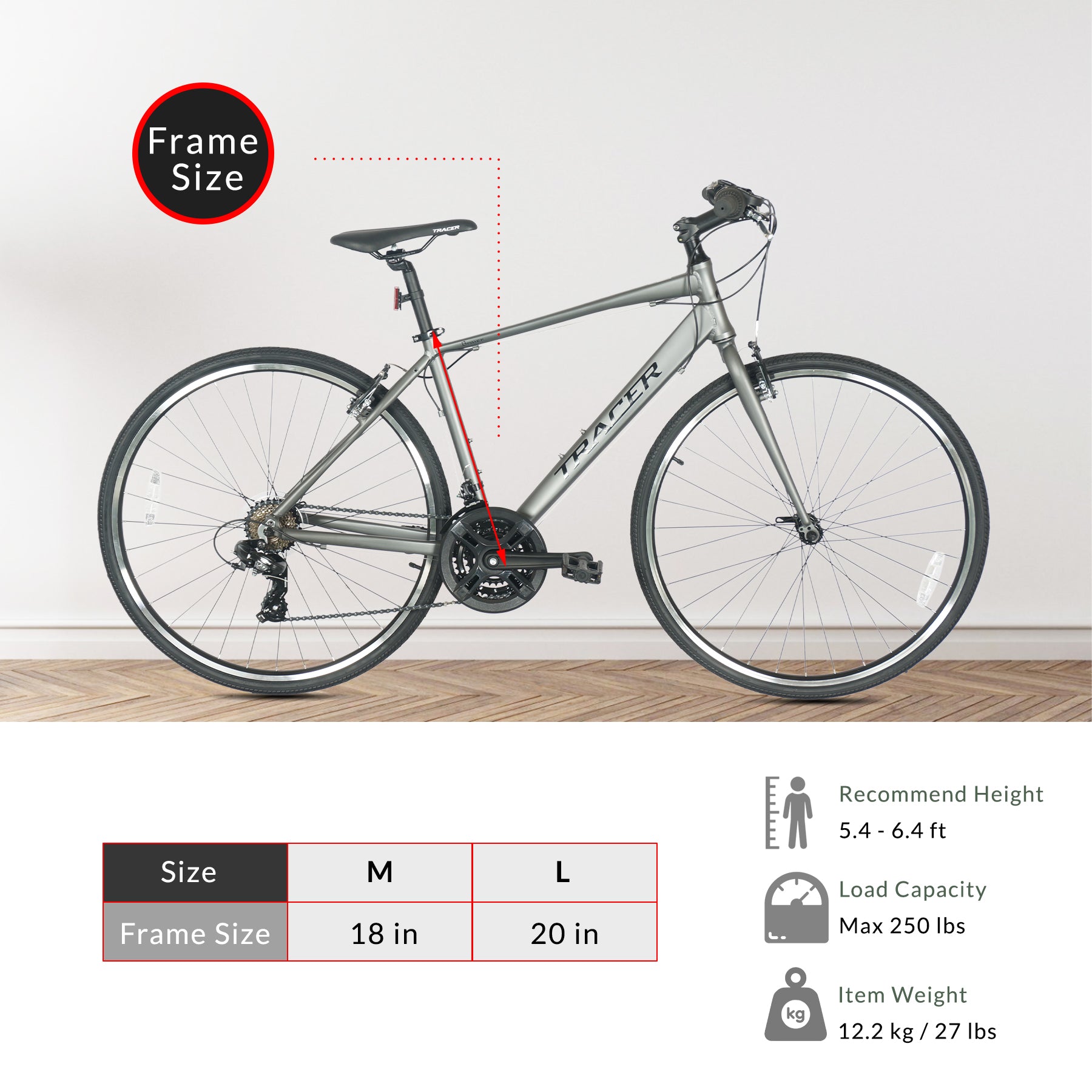 Tracer Braver 700C Hybrid Road Bike for Men 7 Speed