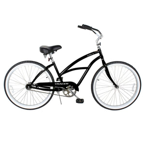 Tracer BORA-F 26" Beach Cruiser Bikes Single Speed for Women, Hi-Ten steel Frame, Moon Type Handlebar, Coaster Brake with Comfortable leather Saddle - Tracer Bikes