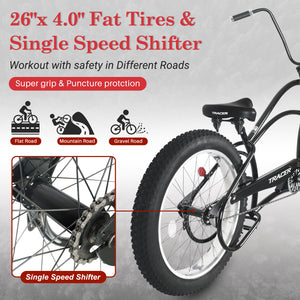 Tracer Harman GT 26'' Classic Chopper Stretch Cruiser Fat Tire Bike Single Speed