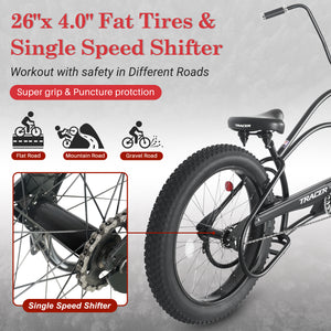 Tracer Harman GT 26'' Classic Chopper Stretch Cruiser Fat Tire Bike Single Speed