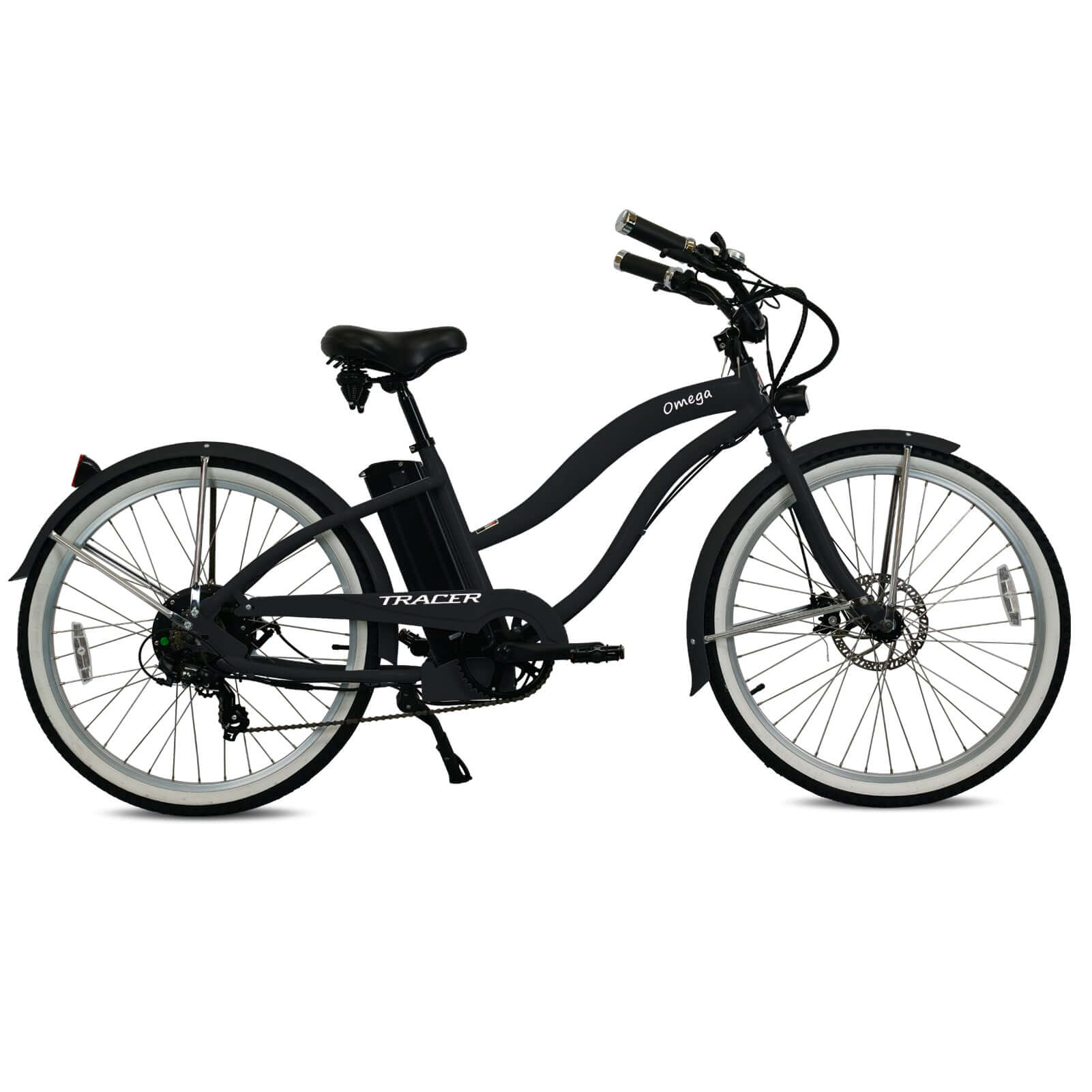 e bike cruiser damen Tracer OMEGA 26" 7-Speed 500W Electric Beach Cruiser Bike for Women Matte Black