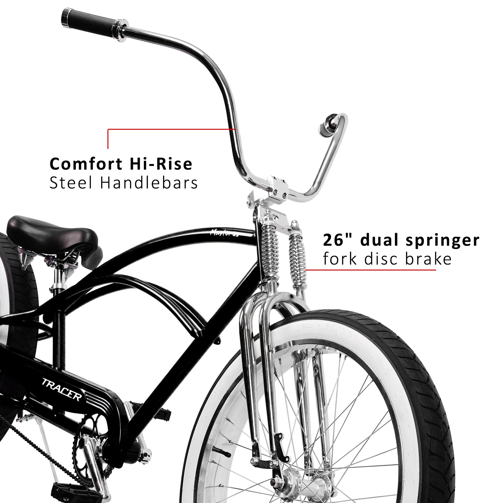 Tracer Master DS 26" Dual Springer Chopper Stretch Beach Cruiser Bike