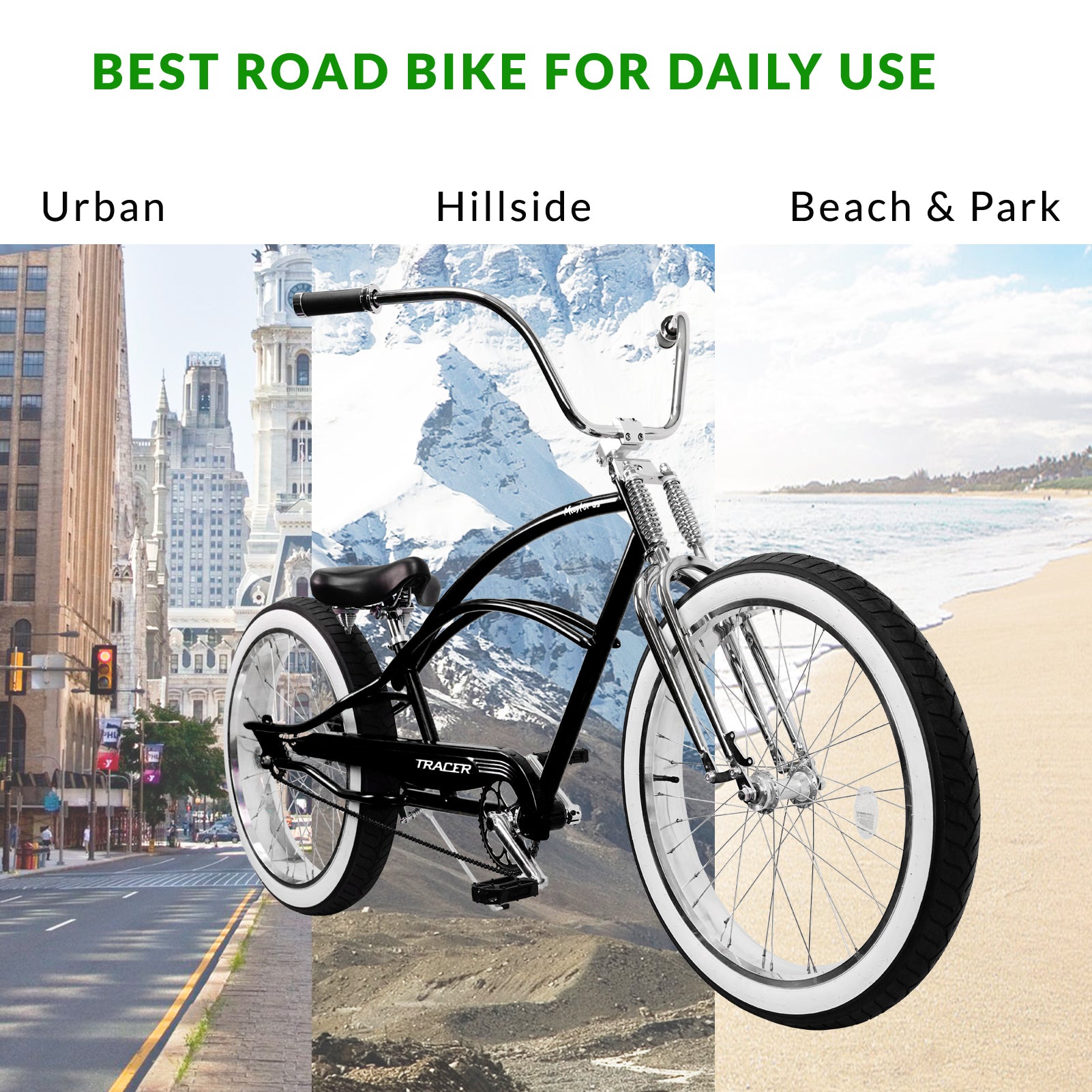 Tracer Master DS 26" Dual Springer Chopper Stretch Beach Cruiser Bike