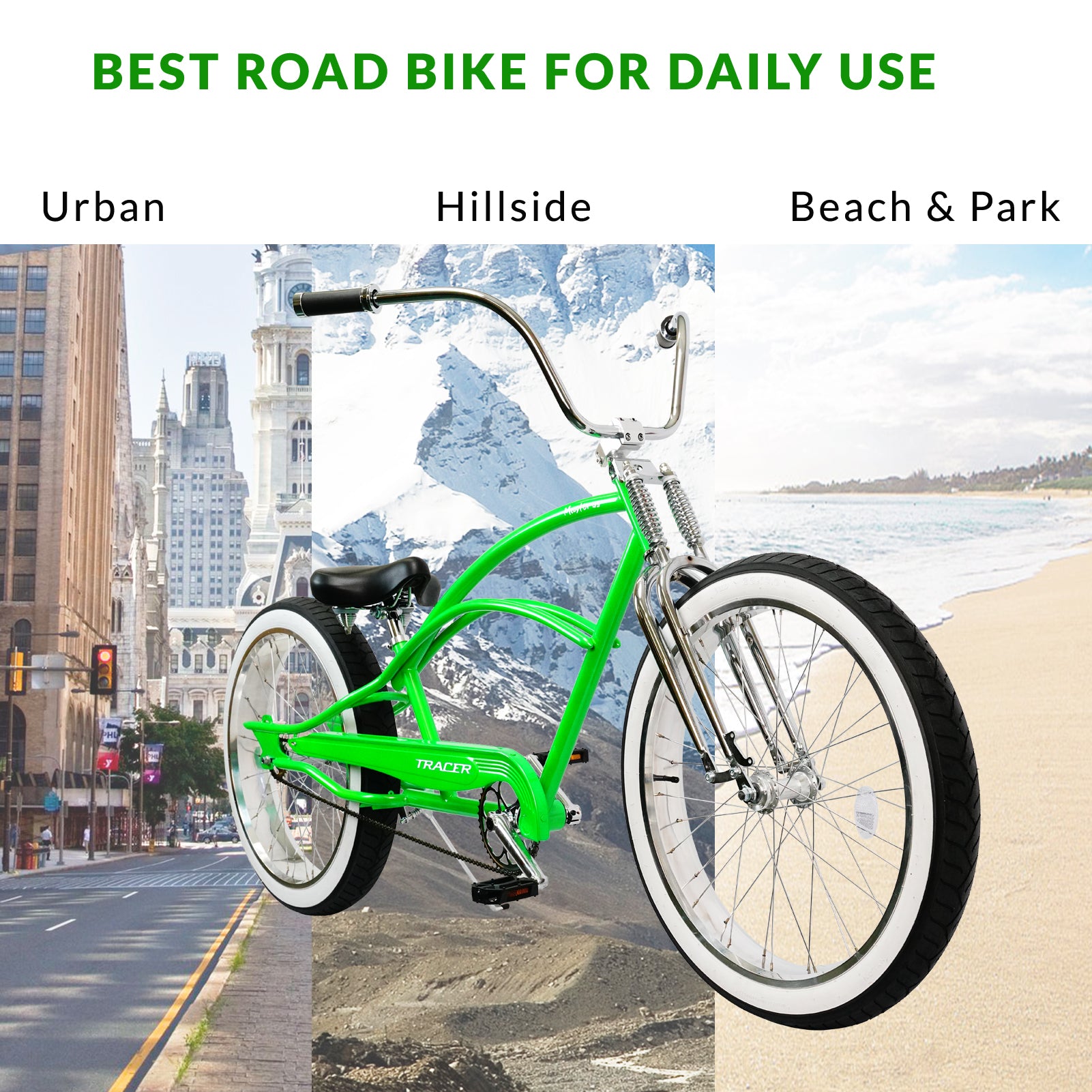 Tracer Master DS 26" Dual Springer Chopper Stretch Beach Cruiser Bike